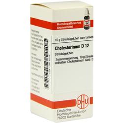 Eine Packung homöopathisches Mittel namens Cholesterinum D12.