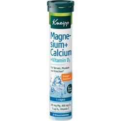 Eine Tube Brausetabletten mit Magnesium, Calcium und Vitamin D3 in Orangengeschmack.