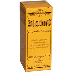 Gelbe Verpackung eines homöopathischen Medikaments für Herz-Kreislauf-Erkrankungen.