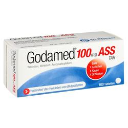 Eine Packung Godamed-Tabletten mit 100 mg Acetylsalicylsäure.