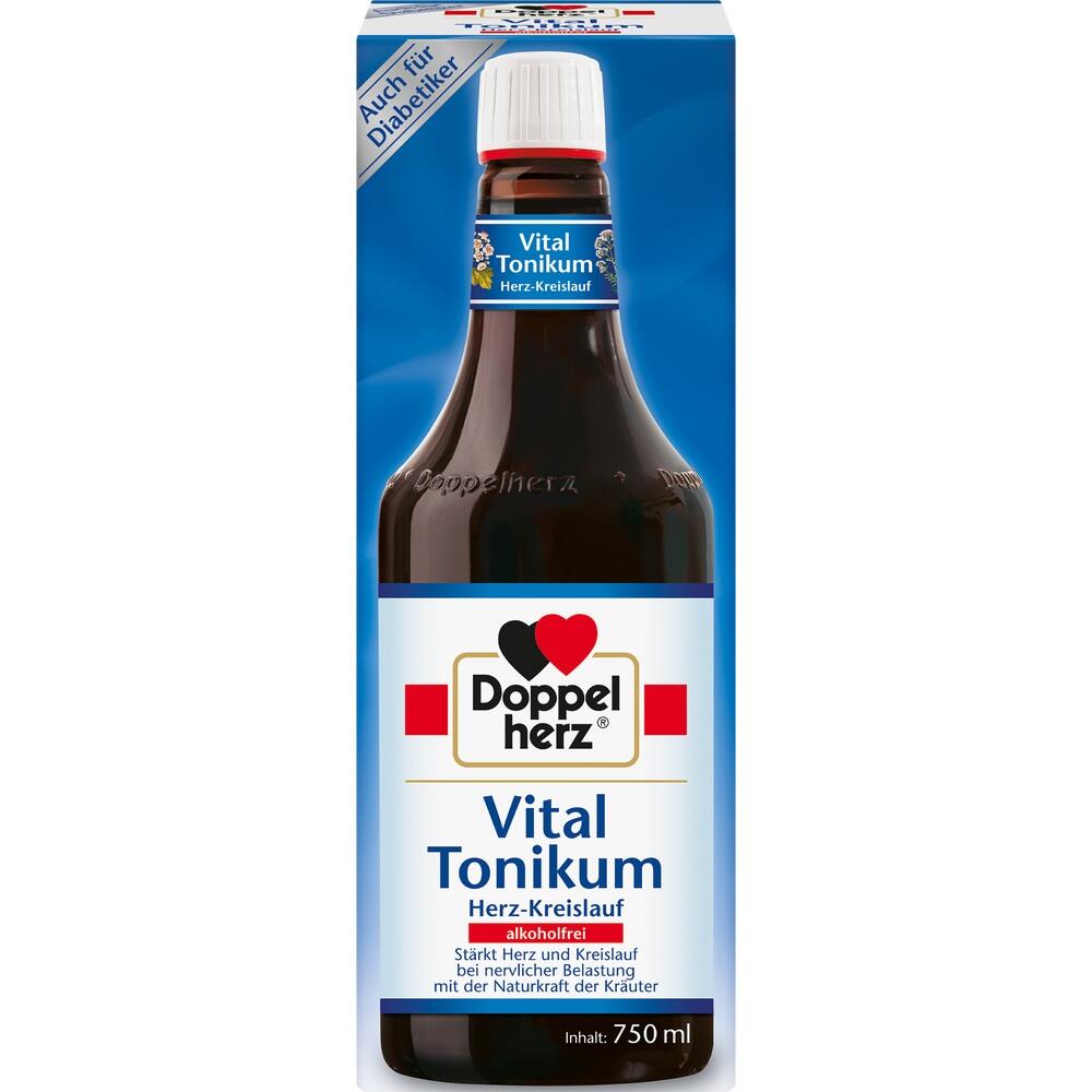 Braune Flasche von Doppelherz Vital Tonikum für Herz und Kreislauf, alkoholfrei, 750 ml.