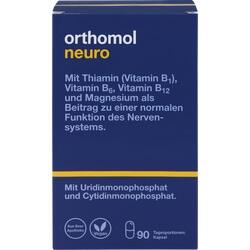 Blauer Karton mit Informationen über Vitamine und Nährstoffe für das Nervensystem.